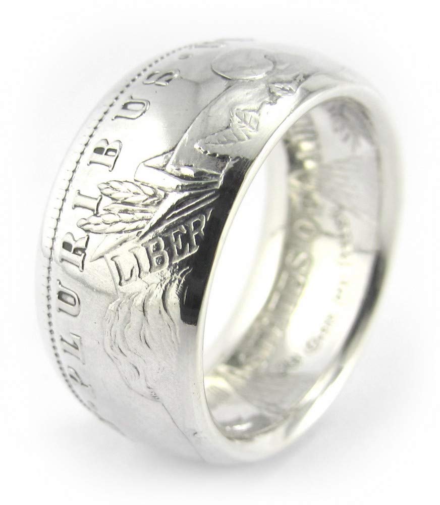 MORGAN Silver Dollar U.S. Coin Ring (Sizes 7-15) - Custom Handmade in USA (Antiqued/Tails, 7)