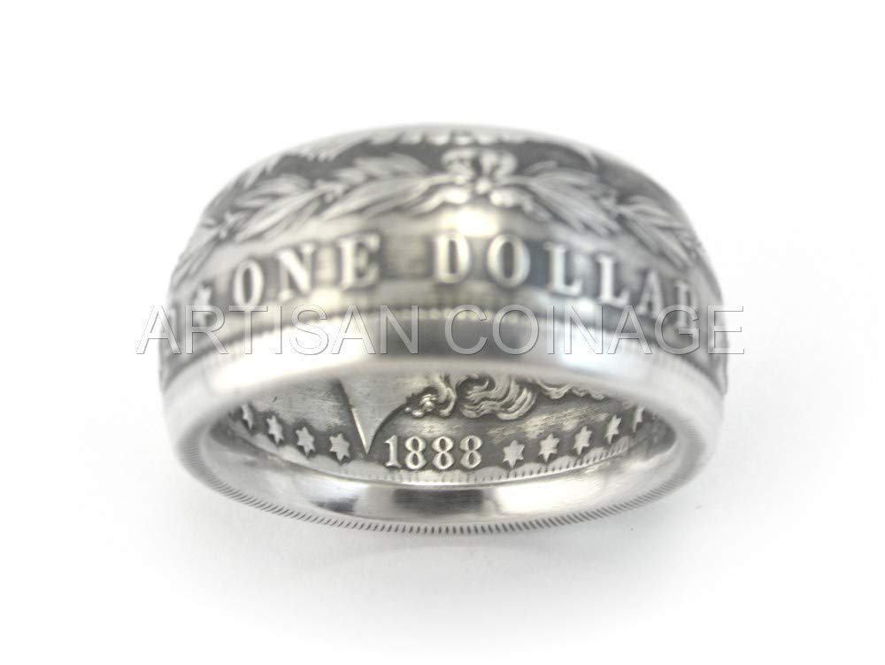 MORGAN Silver Dollar U.S. Coin Ring (Sizes 7-15) - Custom Handmade in USA (Antiqued/Tails, 7)