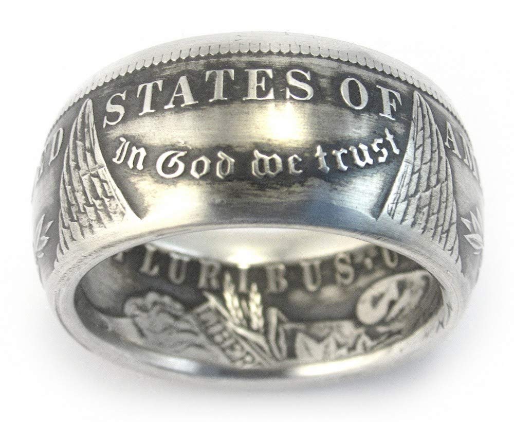 MORGAN Silver Dollar U.S. Coin Ring (Sizes 7-15) - Custom Handmade in USA (Antiqued/Tails, 7)