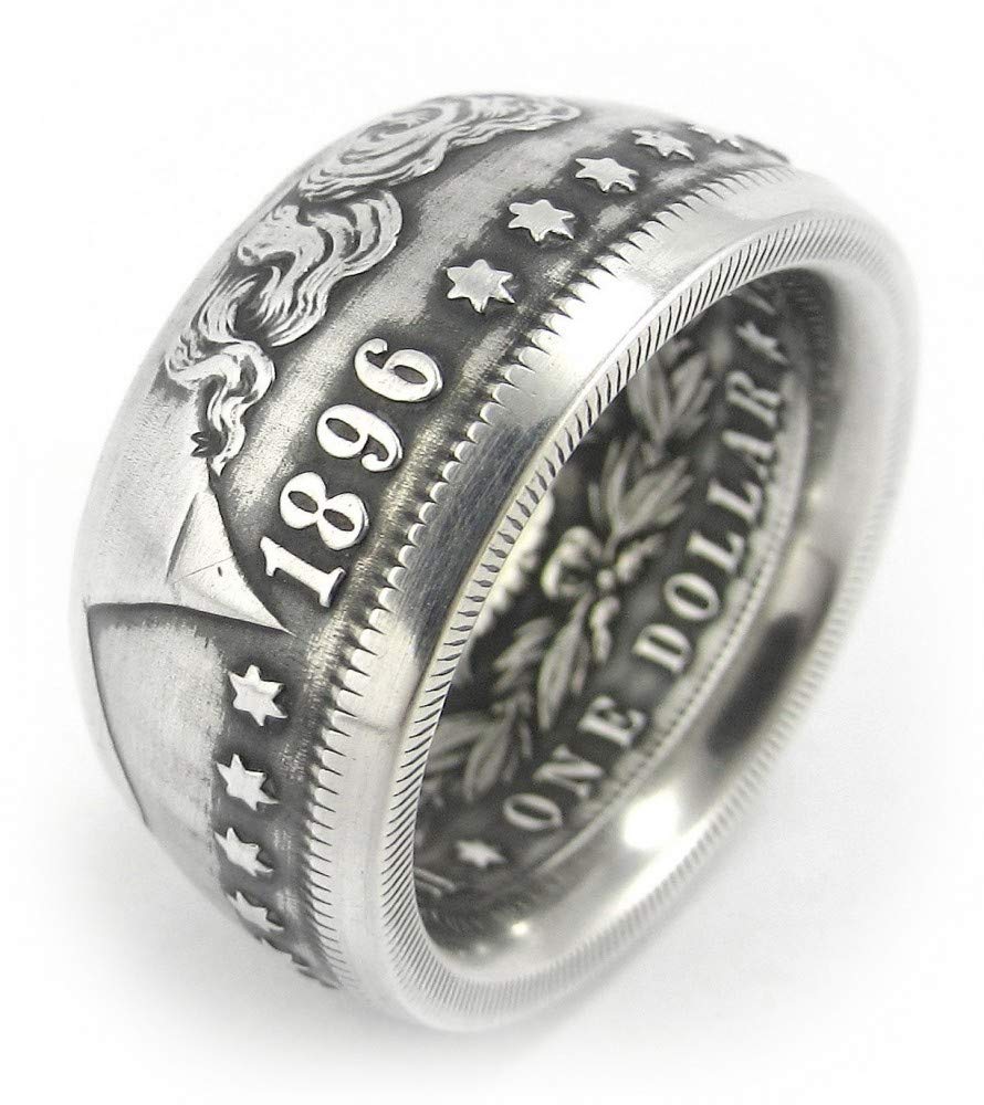 MORGAN Silver Dollar U.S. Coin Ring (Sizes 7-15) - Custom Handmade in USA (Antiqued/Tails, 7)