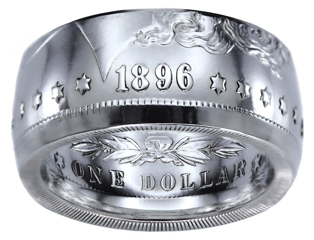 MORGAN Silver Dollar U.S. Coin Ring (Sizes 7-15) - Custom Handmade in USA (Antiqued/Tails, 7)