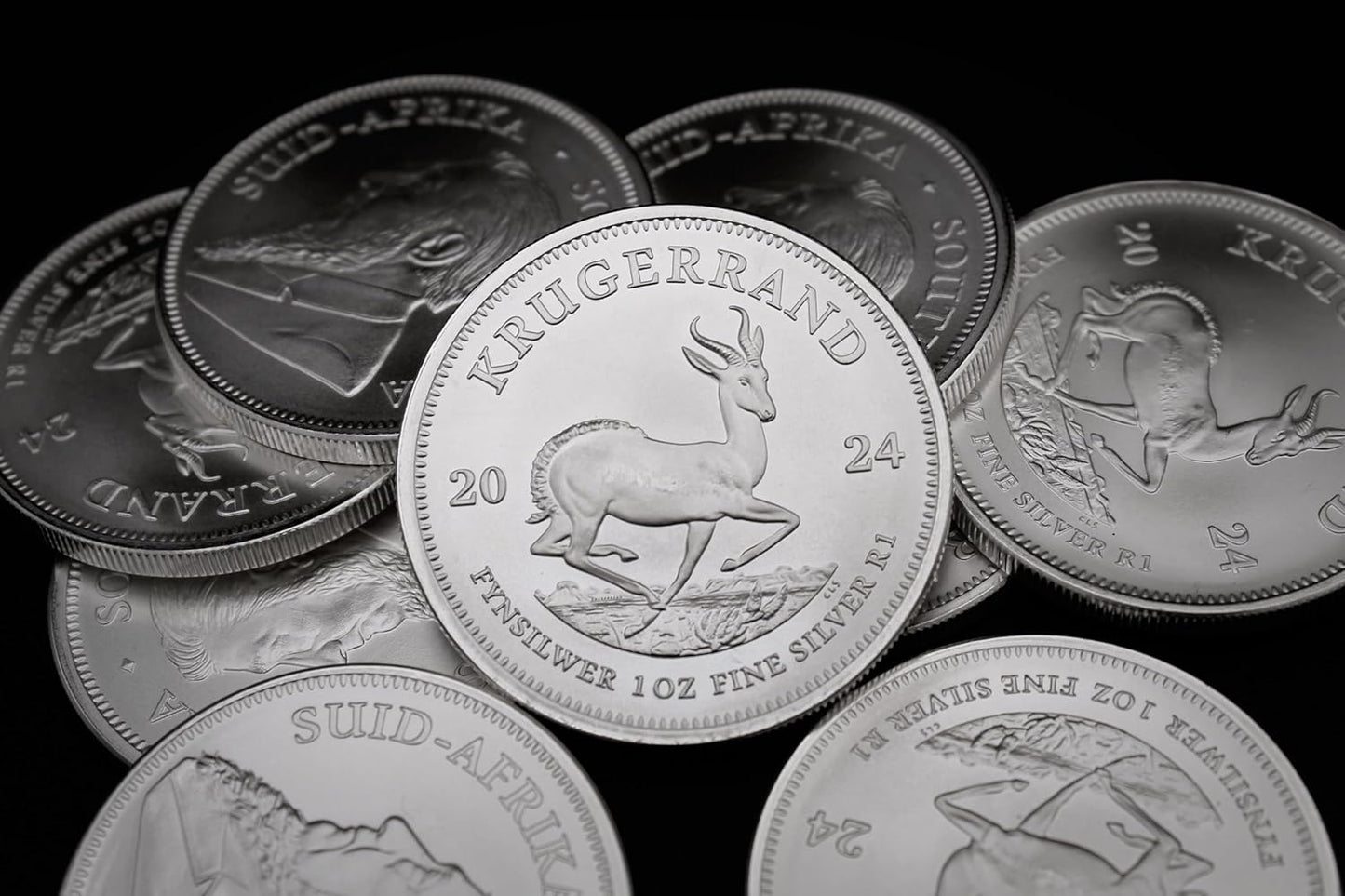 2017 - Present (Random Year) South Africa 1 oz Silver Krugerrand Lot of (5) Coins Brilliant Uncirculated with Certificates of Authenticity 1 Rand (R1) Seller BU